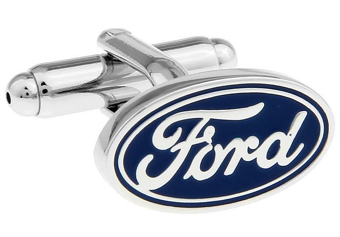 Oval Car Logo - Silver and Blue Oval Car Logo Cufflinks - Ford – The Little Link