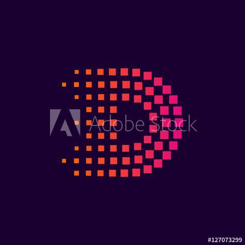 Orange Dots Logo - Letter D logo.Dots logo colorful, pixel shape logotype vector design