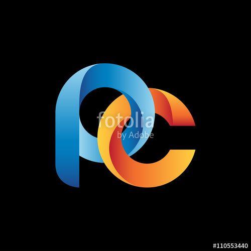 PC Logo - Modern Colorful Letter P C Logo