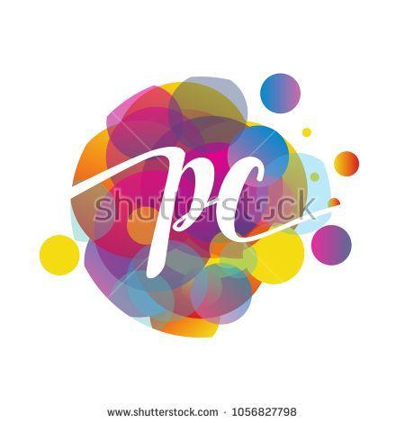 PC Logo - Letter PC logo with colorful splash background, letter combination ...