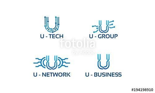 Cool U Logo - U initial Tech logo vector set, Cool U Initial Wire logo template ...