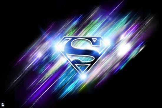 Cool U Logo - Superman: Superman Logo in Cool, Colorful Lights Posters at ...