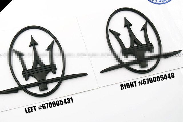 Maserati Car Black and White Logo - FOR Maserati Quattroporte GranTurismo Ghibli RH&LH Side Logo Matte ...