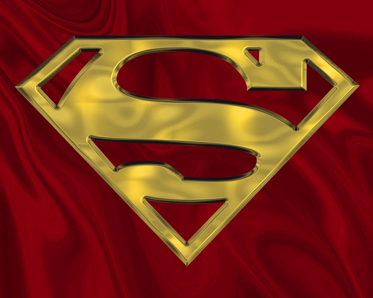 Gold Superman Logo - Superman Gold on Red
