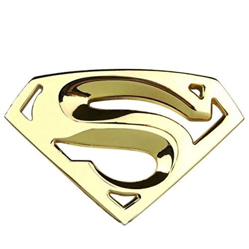 Gold Superman Logo - Buy Car 3D SUPERMAN GOLD Logo Aluminium Alloy Metal Emblem Badge ...