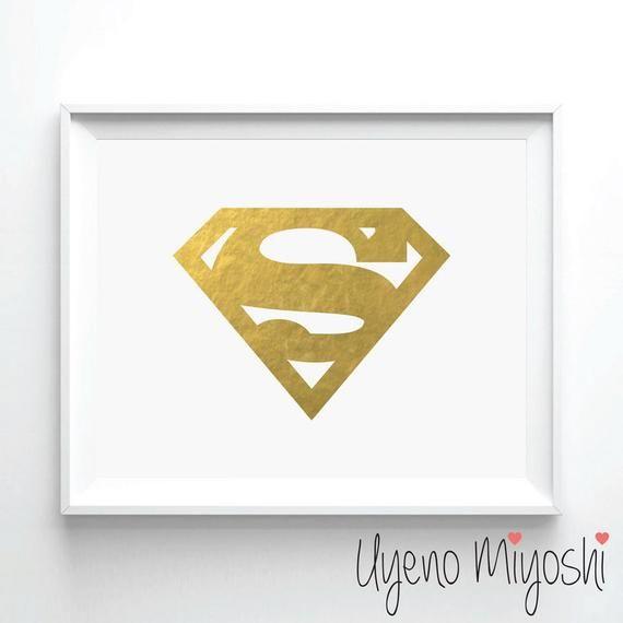 Gold Superman Logo - Superman Symbol Gold Foil Print Gold Print Disney Custom | Etsy