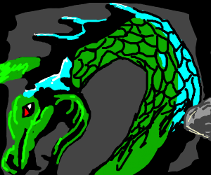 Cool Green Dragon Logo - Cool green dragon with long neck - Drawception