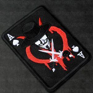 White with Red V Logo - Ace of Spades V for Vendetta Tactical Badge Patches Card Emblem ...