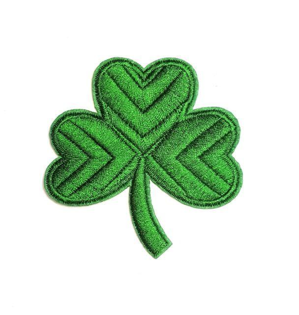 Green 3 Leaf Clover Logo - Three Leaf Clover Shamrock Green Detailed Iron on Sew Logo Patch 7.5 ...