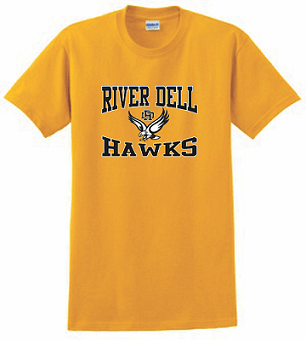 River Dell Hawk Logo - RD Hawks T Shirt GOLD