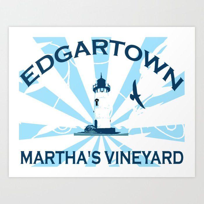 Vineyard Art Logo - Edgartown - Martha's Vineyard. Art Print by amricaroadside | Society6
