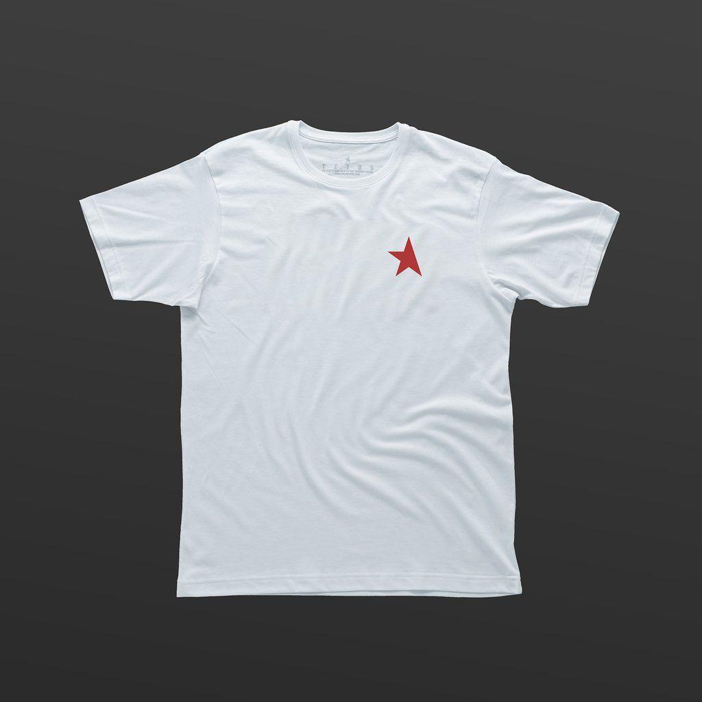 White and Red V Logo - TITOS 17th t-shirt white/red small star logo – Titos