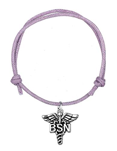 Purple Medical Logo - Fashion Wax Cord Bracelet Antique Silver Plate With
