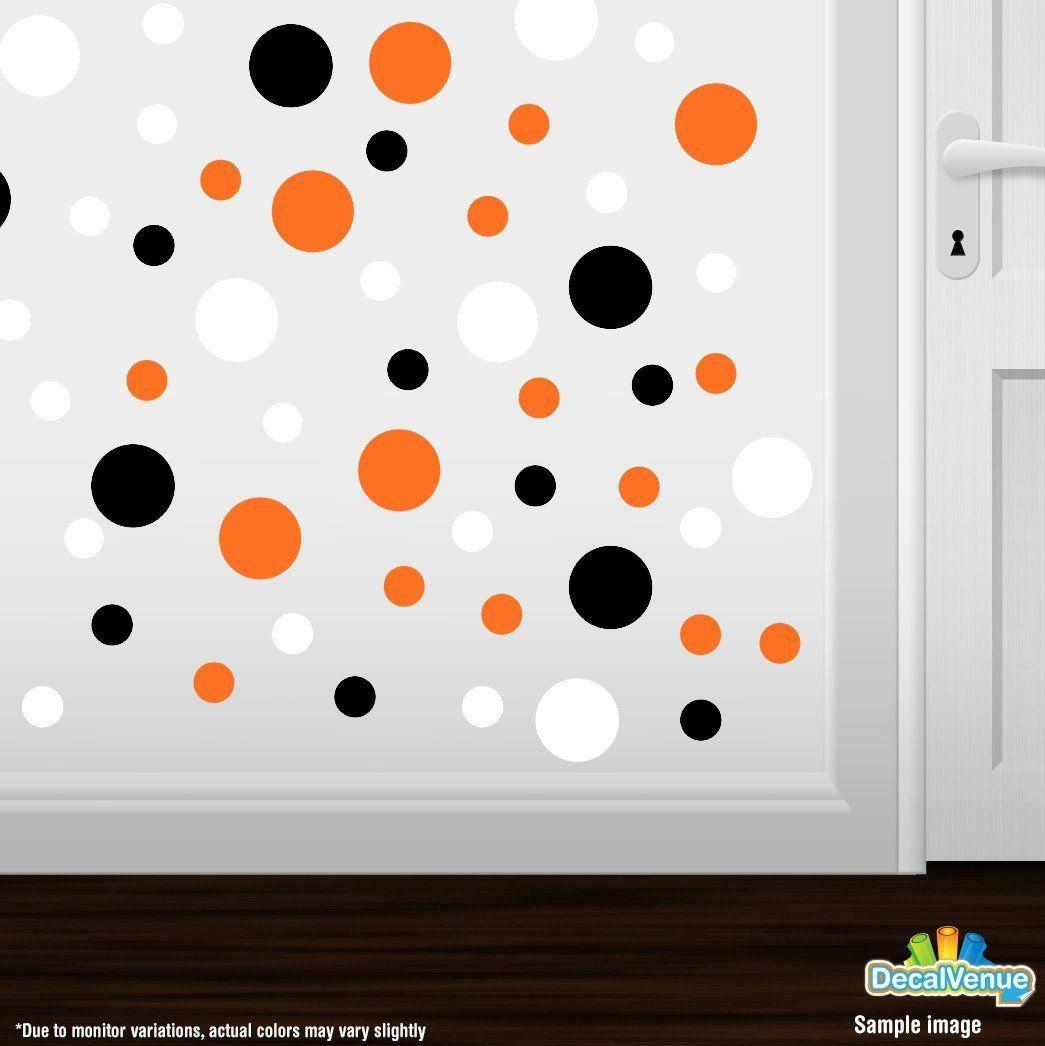 Orange Dot Circle Logo - Black / Orange / White Polka Dot Circles Wall Decals | Polka Dot ...