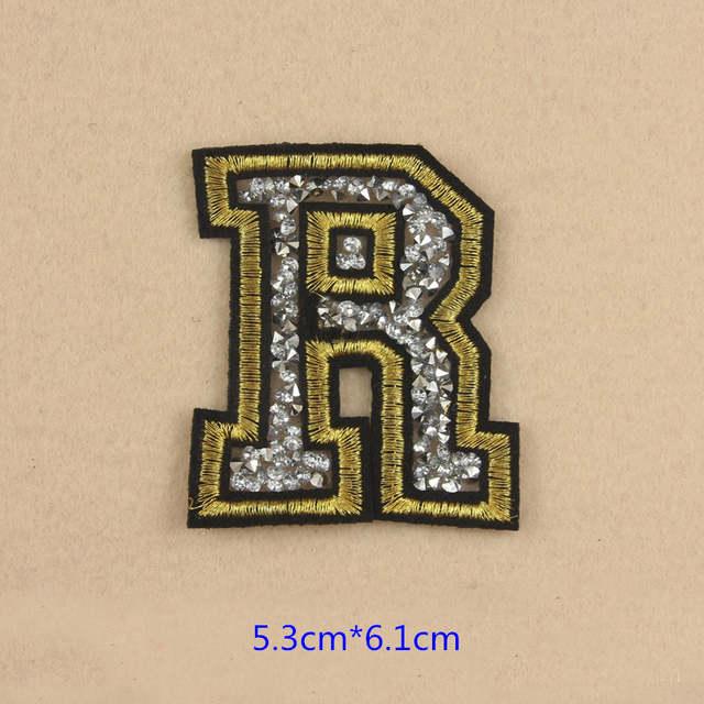 Gold R Logo - Online Shop 10pcs embroidery cartoon dimond patch logo gold R ...