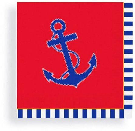 Anchor Blue and Red Logo - Red, White & Blue Anchor Beverage Napkins. Nautical Cocktail Party