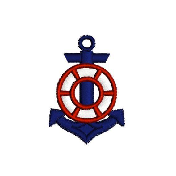 Anchor Blue and Red Logo - Nautical Blue Red Anchor Crest Marine Summer Holiday Seaside