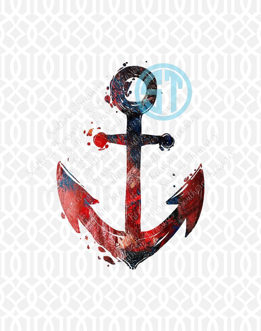 Anchor Blue and Red Logo - Red & Blue Distressed Anchor Treasures. Ready to press