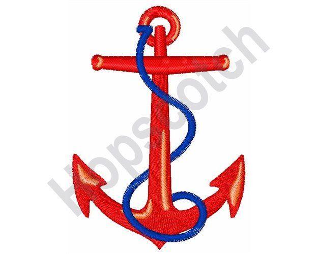 Anchor Blue and Red Logo - Red And Blue Anchor Machine Embroidery Embroidery Designs | Etsy
