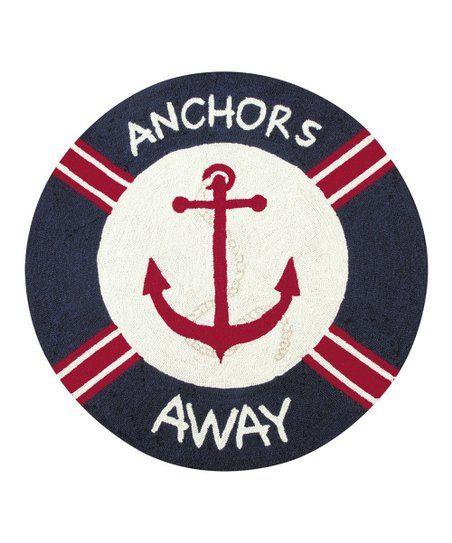 Anchor Blue and Red Logo - Blue & Red Anchor Hooked Rug