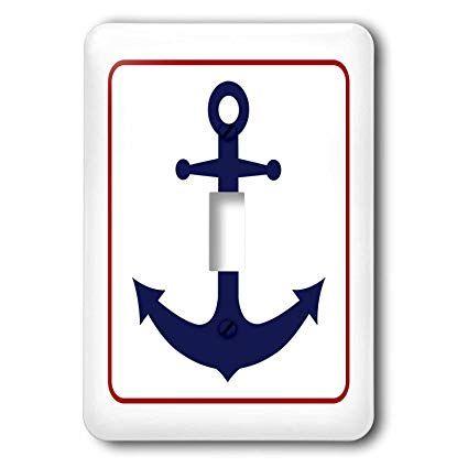 Anchor Blue and Red Logo - 3DRose lsp_165793_1 Blue Boat Anchor Red Outline Light Switch Cover