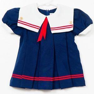 Anchor Blue and Red Logo - Wonderland Fashions Sailor Dress 3T Vintage Blue Red Collar Anchor ...