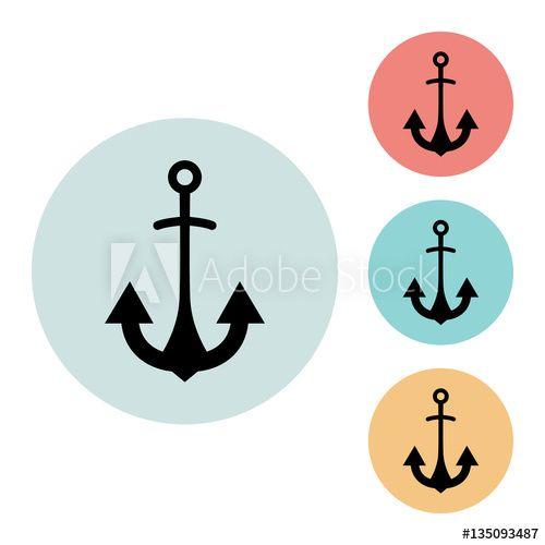 Anchor Blue and Red Logo - anchor icon isolated vector sign symbol, on blue, red, yellow ...