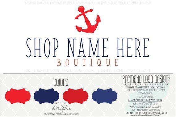 Anchor Blue and Red Logo - Premade Red White and Blue Nautical Anchor Logo Beach Logo | Etsy