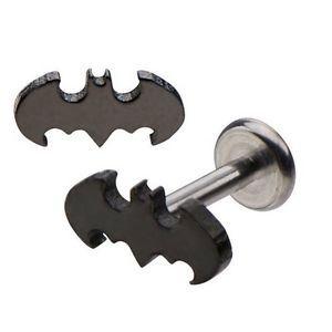 Batman Bat Logo - New Surgical Steel Batman Bat Logo Cartilage Tragus Ear Stud Black ...