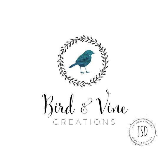 Red and Blue Bird Business Logo - Wreath Logo Design-Small Business Logo-Bird Logo-Photography Logo ...