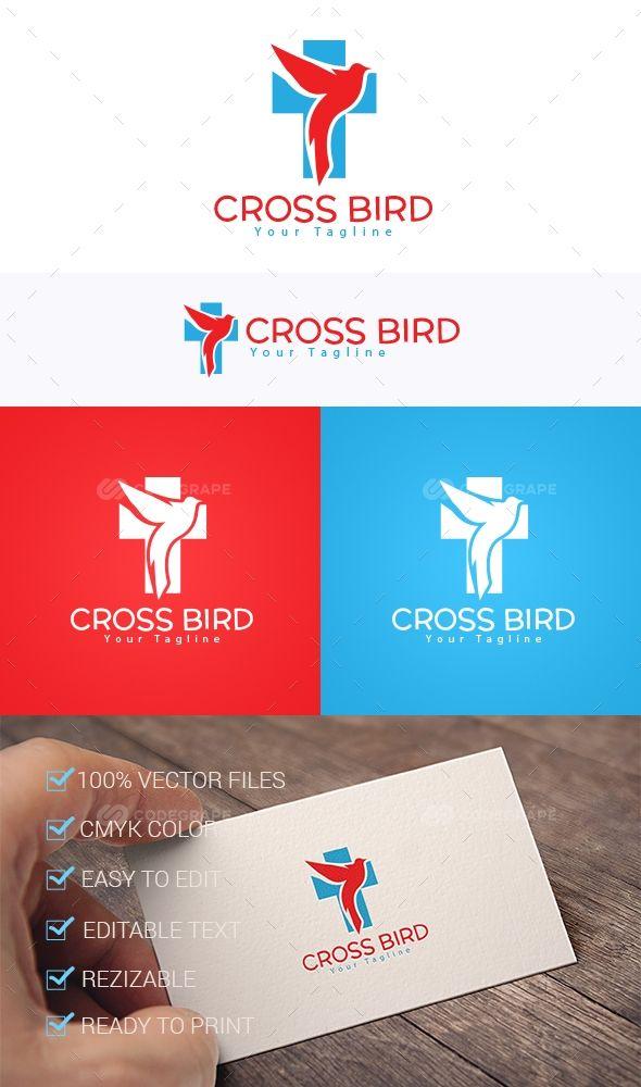 Red and Blue Bird Business Logo - Cross Bird Logo Template