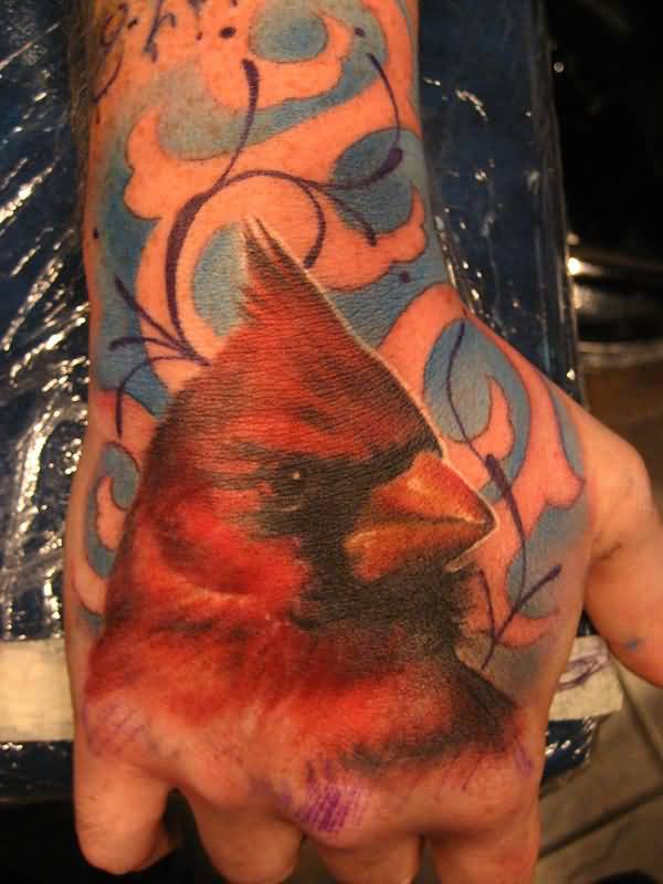 Red Bird Head Logo - Right Hand Cardinal Bird Head Tattoo