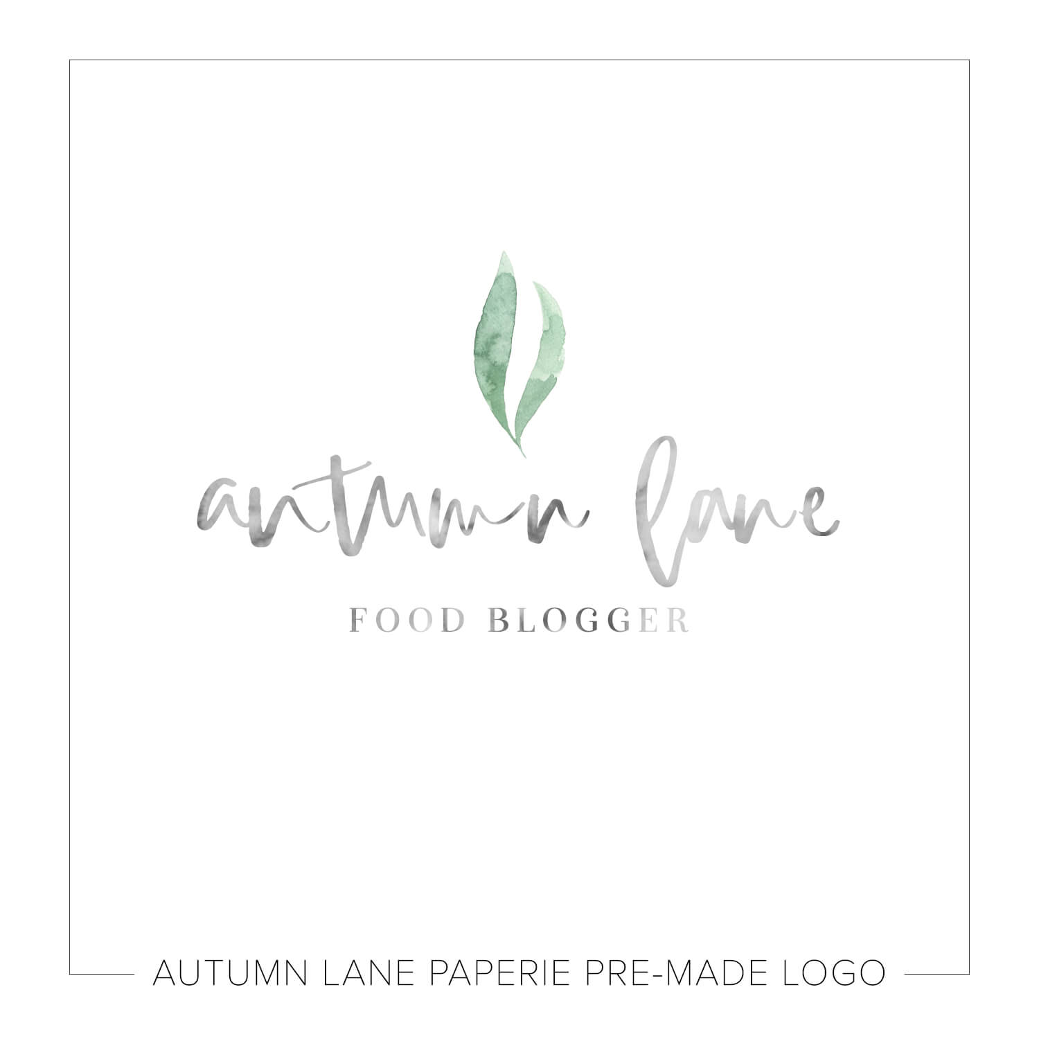 Watercolor Leaf Logo - Pale Minimalist Watercolor Leaf Logo J69. Autumn Lane Paperie