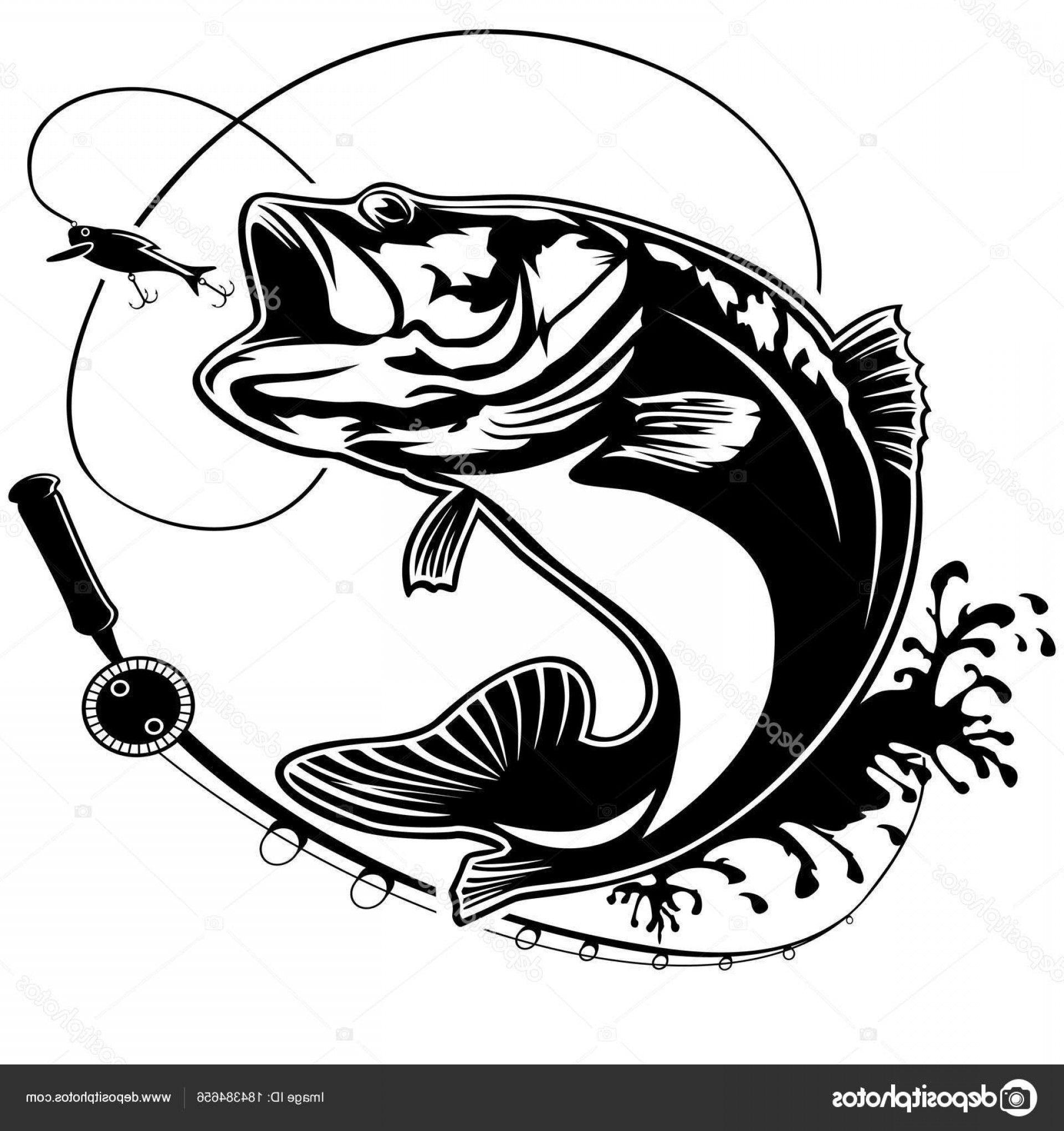 Black and White Bass Logo - Stock Illustration Fishing Bass Logo Isolated