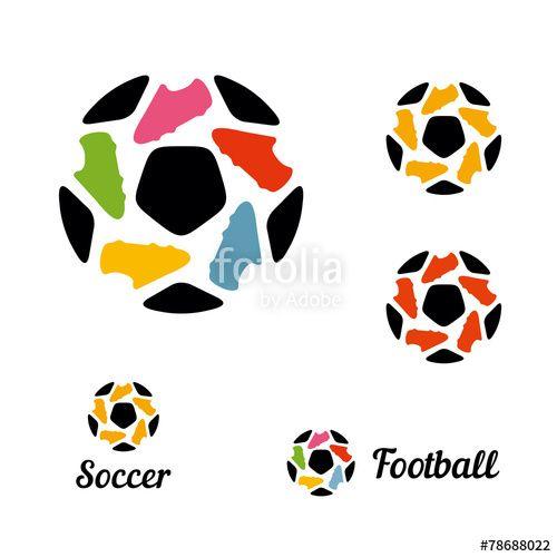 Star Ball Logo - Logos soccer ball and football boots constituents a star Stock