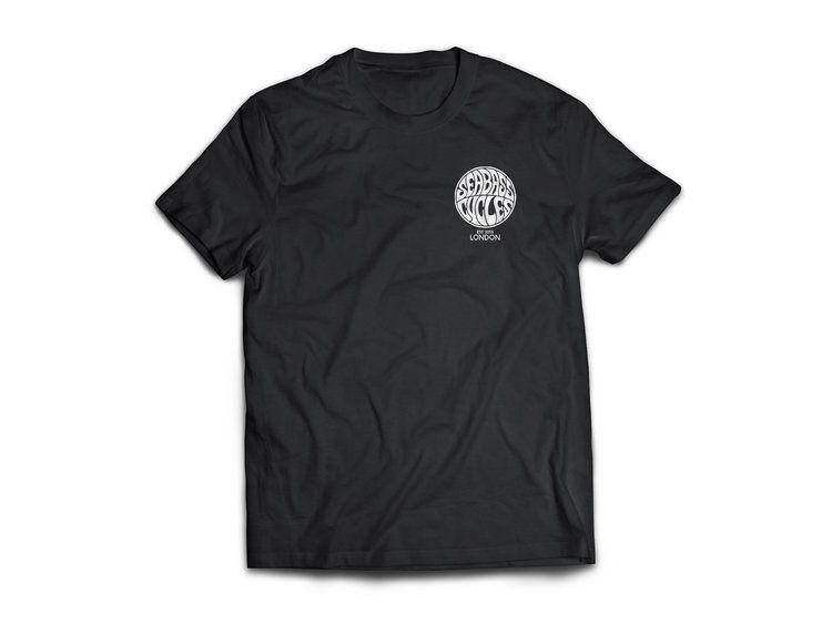 Black and White Bass Logo - White on Black T-Shirt — Seabass Cycles