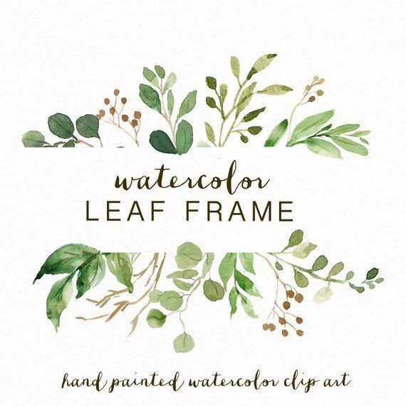 Watercolor Leaf Logo - Watercolor Leaf frame/leaves/wedding invitation/clipart/ | Etsy
