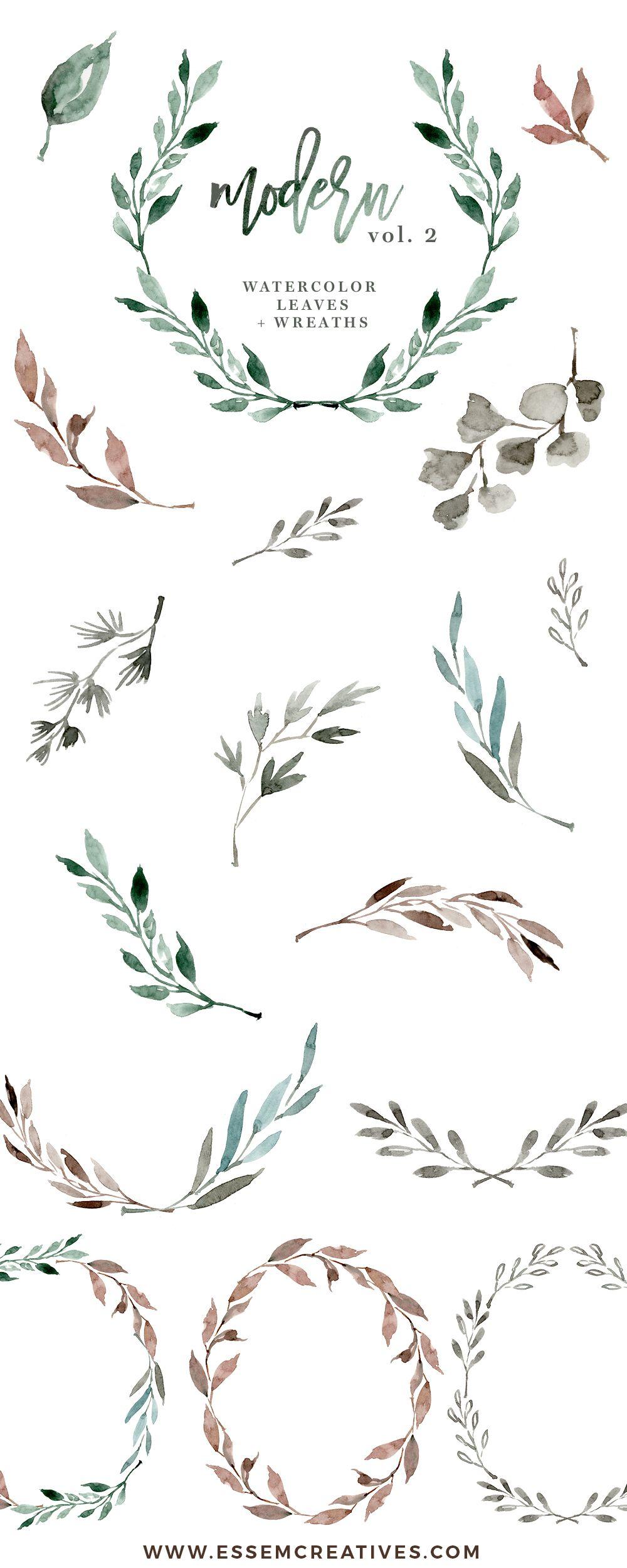 Watercolor Leaf Logo - Watercolour Leaves Wreaths Clipart, Greenery Wedding Eucalyptus Clip