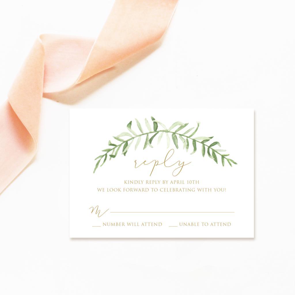 Watercolor Leaf Logo - watercolor leaf wedding invitation – Peach Paper & Design