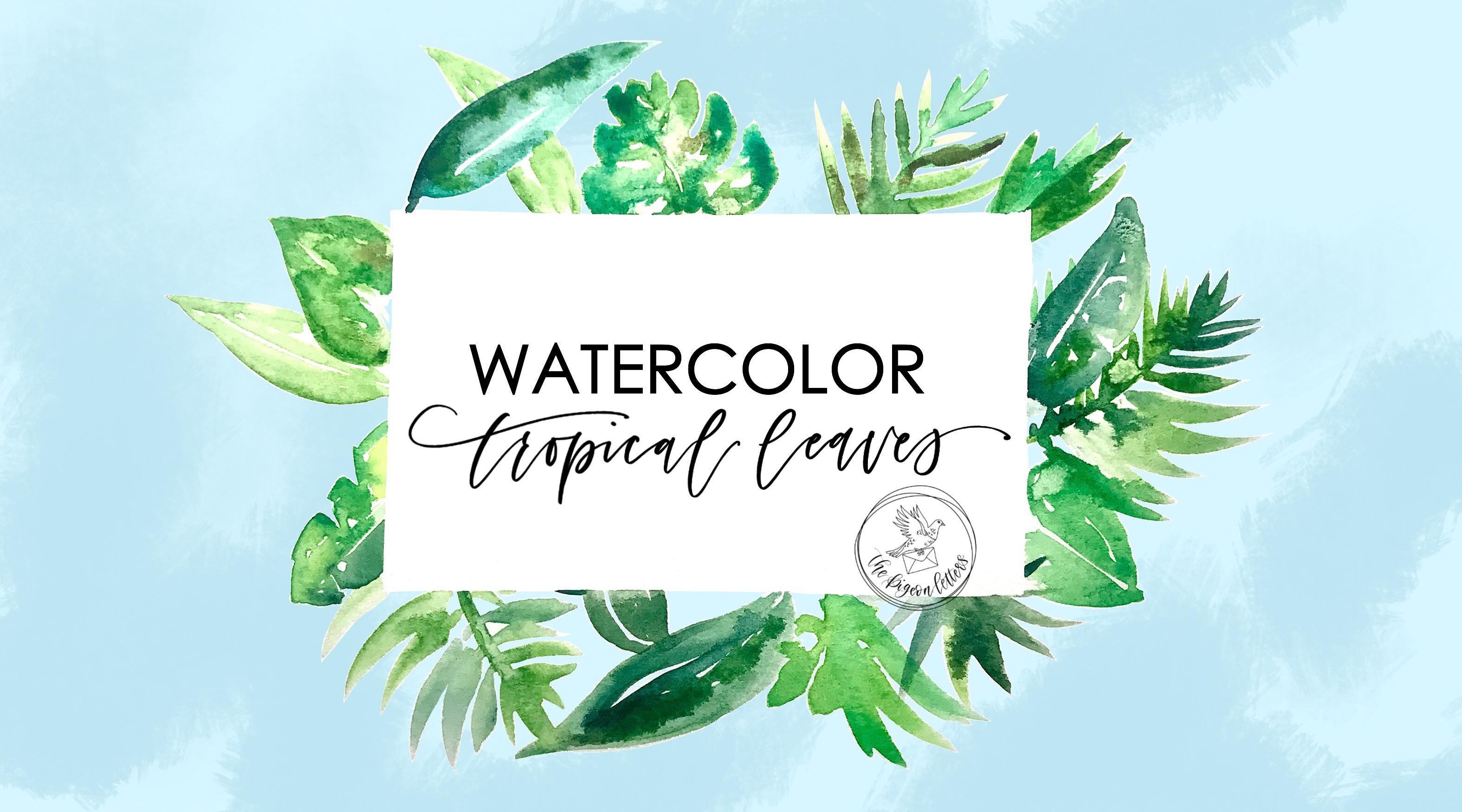 Watercolor Leaf Logo - Watercolor: 9 Tropical Leaves