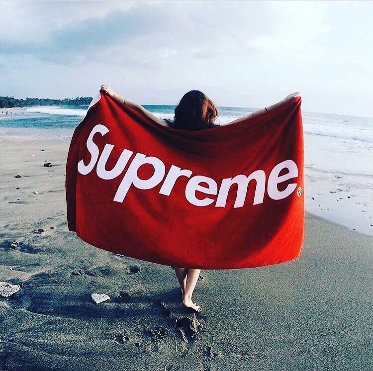 Supreme Beach Logo - USD 24.64 Spot Second hair Supreme Beach Towel red bath towel adult