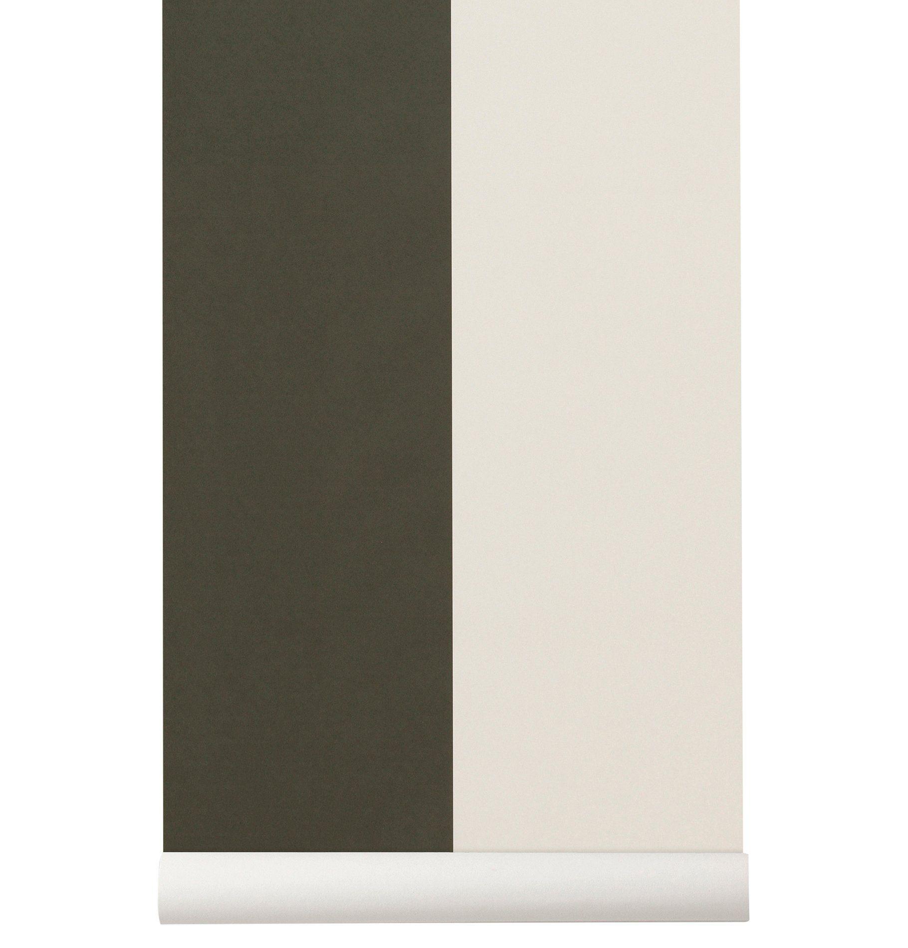 Off White Lines Logo - Ferm Living Thick Lines Wallpaper - Green/Off White – HUH. Store