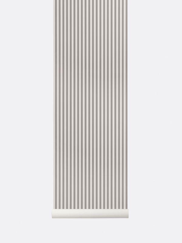 Off White Lines Logo - ferm LIVING Thin Lines Wallpaper in Grey / Off White
