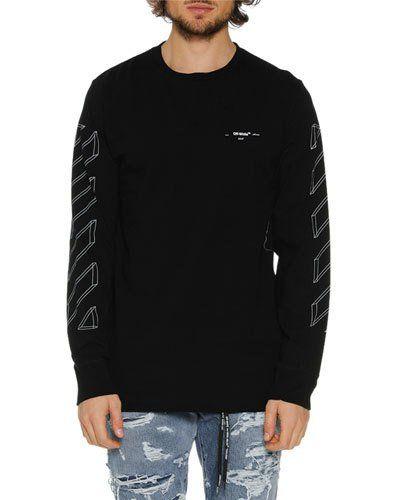 Off White Lines Logo - Off-White Men's Diagonal 3D Lines Long-Sleeve T-Shirt | Products in ...