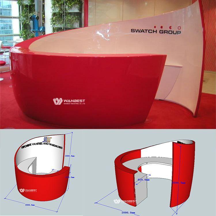Red Spiral Logo - Red spiral solid surface with Logo reception desk | reception in ...