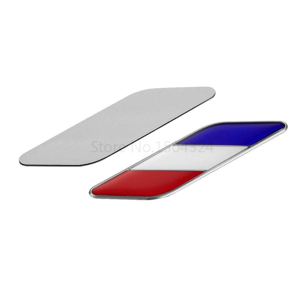 Aluminum Leaf Logo - 2Pcs Set Car Styling 3D Aluminum French Flag Logo Leaf Side Emblem