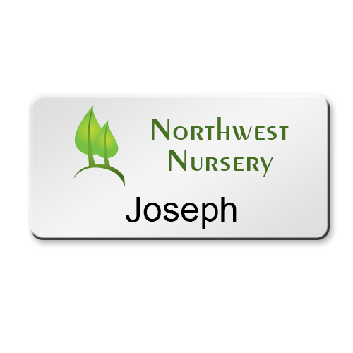 Aluminum Leaf Logo - 3x1.5 Magnetic Metal Name Tags Color Printed With Logos And More