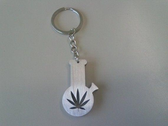 Aluminum Leaf Logo - Bong water pipe marijuana logo aluminum cannabis keyring | Etsy