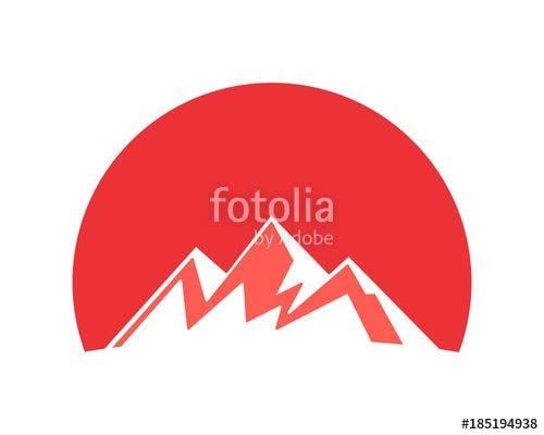 Red Mountain Red Circle Logo - red mountain hill tip summit peak alps image icon vector Stock