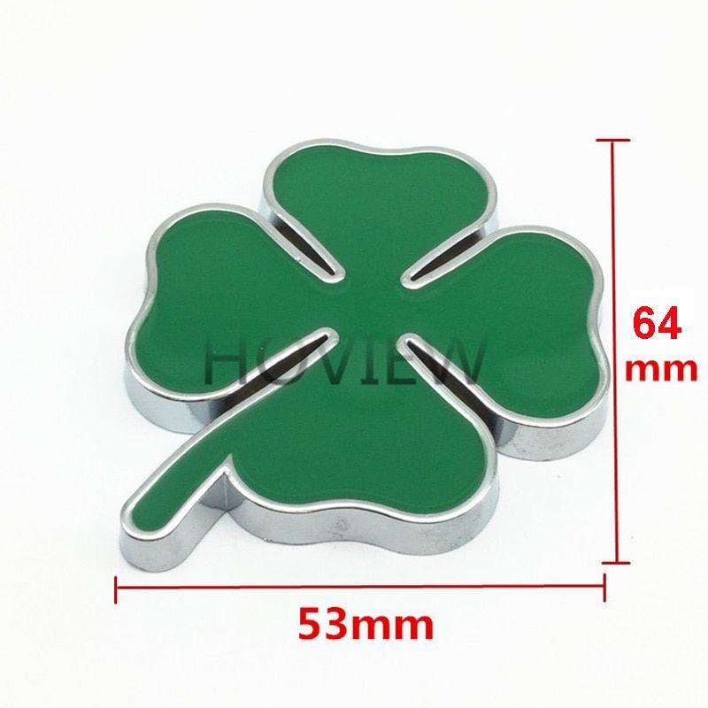 Green Clover Logo - 64mm Green Clover Leaf Badge Thick Metal Chrome Emblem for Alfa
